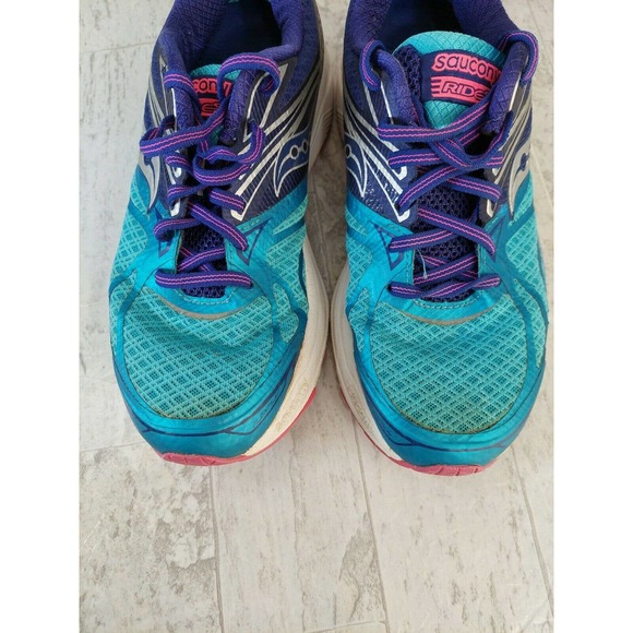 Saucony Ride 9 Everun Running Shoes Athletic Sneakers Teal/Purple Women's 7.5 - Picture 11 of 11